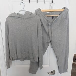 GAP Light Gray Ribbed Hoodie & Joggers